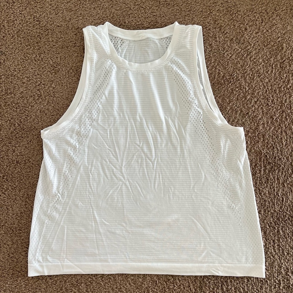 Lululemon white Train to Be tank, size 8. Worn once.